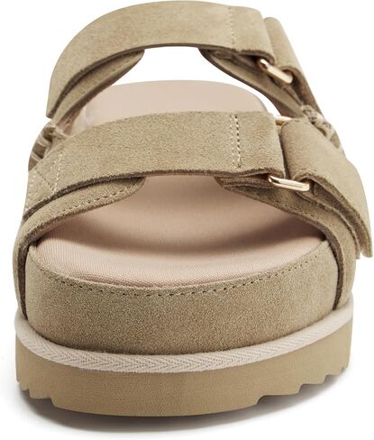 Women's Suede Leather Platform Sandals Adjustable Double Straps EVA Outsole Slip on Slide Sandals Open Toe Softness Fashionable in Saudi Arabia