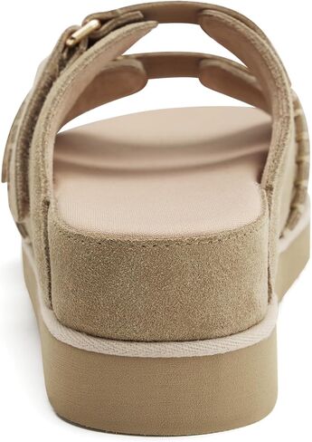 Women's Suede Leather Platform Sandals Adjustable Double Straps EVA Outsole Slip on Slide Sandals Open Toe Softness Fashionable in Saudi Arabia