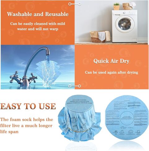6Pack Reusable Wet/Dry Filter VF2002 90107 For Most Vacuum Cleaner | Pack of 6pcs Disc Filters 3pcs Retaining Bands, for Shop Vac Branded Wet Dry Vacuum Cleaners,Disc Vacuum Filters in Saudi Arabia