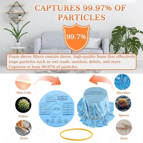 6Pack Reusable Wet/Dry Filter VF2002 90107 For Most Vacuum Cleaner | Pack of 6pcs Disc Filters 3pcs Retaining Bands, for Shop Vac Branded Wet Dry Vacuum Cleaners,Disc Vacuum Filters in Saudi Arabia