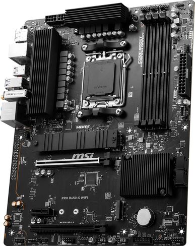 اللوحة الأم MSI PRO B650-S WiFi ProSeries (معالجات سلسلة AMD Ryzen 9000/8000/7000، AM5، DDR5، PCIe 4.0، فتحات M.2، SATA 6 جيجابت/ثانية، USB 3.2 Gen 2، HDMI/DP، Wi-Fi 6E، بلوتوث 5.3، شبكة محلية بسرعة 2.5 جيجابت في الثانية، ATX) in Kuwait