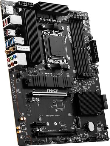 اللوحة الأم MSI PRO B650-S WiFi ProSeries (معالجات سلسلة AMD Ryzen 9000/8000/7000، AM5، DDR5، PCIe 4.0، فتحات M.2، SATA 6 جيجابت/ثانية، USB 3.2 Gen 2، HDMI/DP، Wi-Fi 6E، بلوتوث 5.3، شبكة محلية بسرعة 2.5 جيجابت في الثانية، ATX) in Kuwait