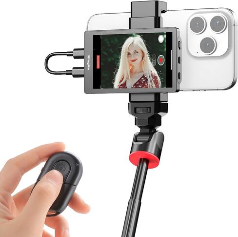 King Ma 4K Phone Vlog Selfie Monitor Screen, Wired Mini Monitor for iPhone Rear Camera with Magnetic Phone Clip & Bluetooth Remote for Vlog Live Stream TikTok(Not Supporting 4K 60fps Recording) in Saudi Arabia