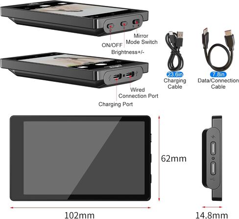 King Ma 4K Phone Vlog Selfie Monitor Screen, Wired Mini Monitor for iPhone Rear Camera with Magnetic Phone Clip & Bluetooth Remote for Vlog Live Stream TikTok(Not Supporting 4K 60fps Recording) in Saudi Arabia