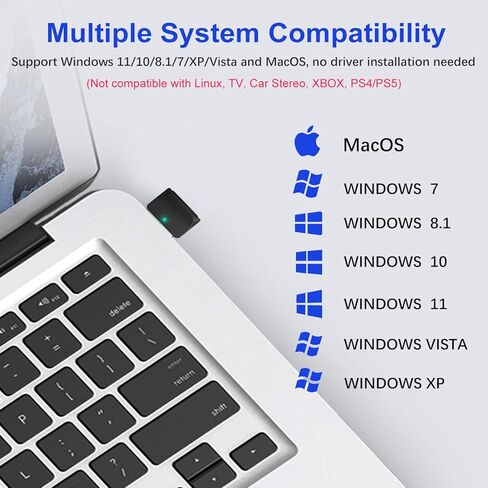 محول بلوتوث USB من Giveet للكمبيوتر الشخصي، جهاز إرسال صوت USB Bluetooth V5.4 للكمبيوتر المكتبي والكمبيوتر المحمول، التوصيل والتشغيل، يدعم MacOS Windows 11/10/8.1/8/7، زوج مع مكبر صوت سماعات بلوتوث in Kuwait