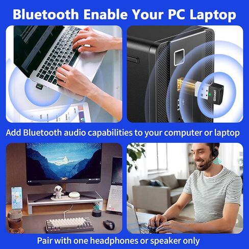 محول بلوتوث USB من Giveet للكمبيوتر الشخصي، جهاز إرسال صوت USB Bluetooth V5.4 للكمبيوتر المكتبي والكمبيوتر المحمول، التوصيل والتشغيل، يدعم MacOS Windows 11/10/8.1/8/7، زوج مع مكبر صوت سماعات بلوتوث in Kuwait