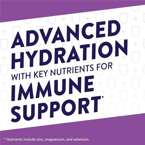 Pedialyte with Immune Support Electrolyte Solution, Grape, Hydration Drink with Zinc, Selenium, and Magnesium, 1 Liter, Pack of 4 in Kuwait