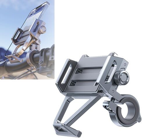 حامل تثبيت للهاتف على الدراجة النارية من Blueshyhall، مشبك للهاتف الخلوي لمقود الدراجة من الألومنيوم قابل للدوران 360 درجة للهواتف مقاس 4.7-7.9 بوصة in Kuwait