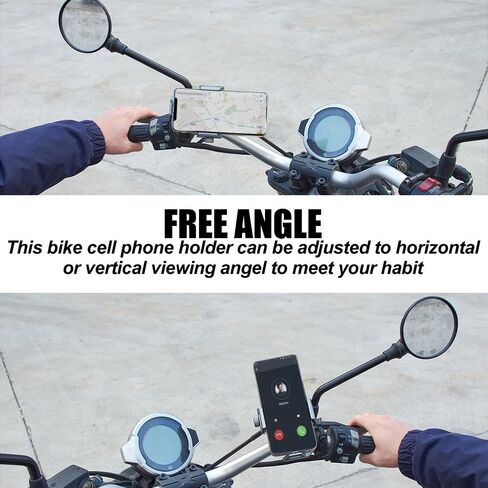 حامل تثبيت للهاتف على الدراجة النارية من Blueshyhall، مشبك للهاتف الخلوي لمقود الدراجة من الألومنيوم قابل للدوران 360 درجة للهواتف مقاس 4.7-7.9 بوصة in Kuwait