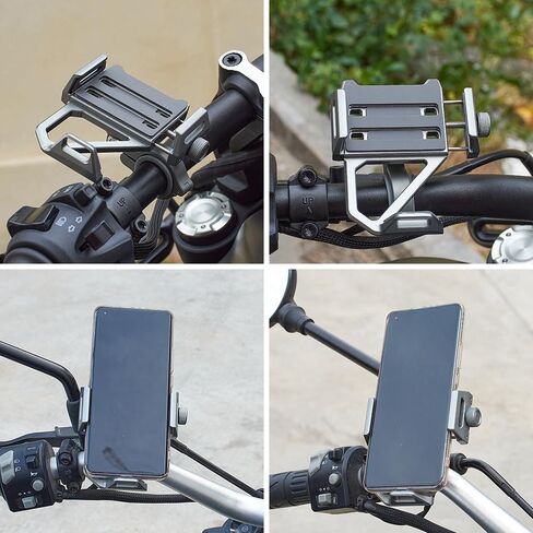 حامل تثبيت للهاتف على الدراجة النارية من Blueshyhall، مشبك للهاتف الخلوي لمقود الدراجة من الألومنيوم قابل للدوران 360 درجة للهواتف مقاس 4.7-7.9 بوصة in Kuwait