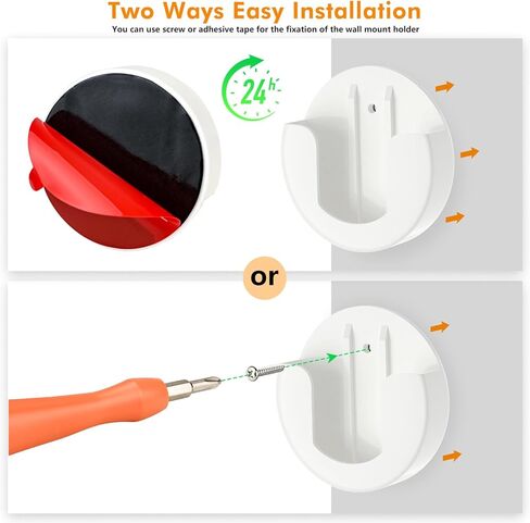 قطعتان من أدوات التثبيت على الحائط اللاصقة للكاميرا الداخلية الدائرية (الجيل الأول والجيل الثاني)، طريقتان سهلتان للتركيب باستخدام شريط ومسامير قوية، بدون حفر، بدون براغي، تركيب مريح وعملي من ALERTCAM in Kuwait