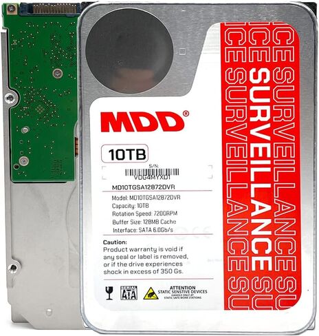 MDD (MDD10TSATA25672DVR) 10 تيرابايت 7200 دورة في الدقيقة 256 ميجابايت كاش SATA 6.0 جيجابايت/ثانية 3.5 بوصة محرك الأقراص الصلبة للمراقبة الداخلية - ضمان 3 سنوات (متجدد) in Saudi Arabia