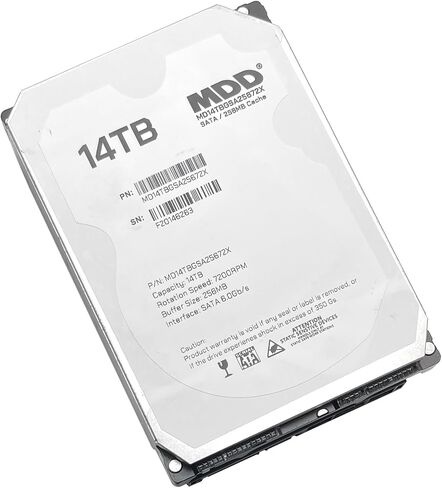 MDD (MD14TBGSA25672X) 14 تيرابايت 7200 دورة في الدقيقة SATA 6 جيجابايت/ثانية 256 ميجابايت كاش 3.5 بوصة محرك الأقراص الصلبة الداخلي لسطح المكتب (متجدد) in Saudi Arabia