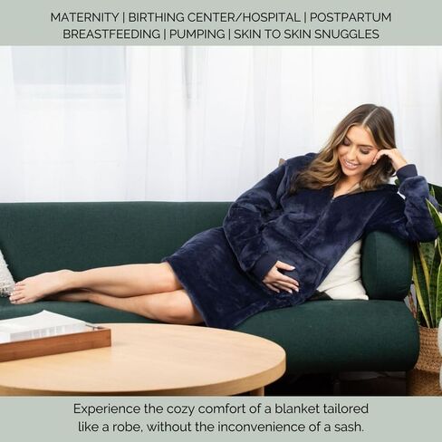 Nursing Robe for Breastfeeding - Postpartum Nursing Gown w/Breastfeeding Zip - Cozy Maternity Postpartum Loungewear for Moms in Saudi Arabia