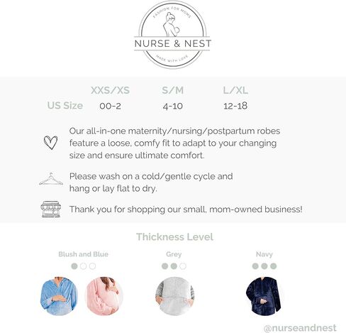 Nursing Robe for Breastfeeding - Postpartum Nursing Gown w/Breastfeeding Zip - Cozy Maternity Postpartum Loungewear for Moms in Saudi Arabia