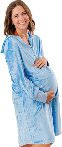 Nursing Robe for Breastfeeding - Postpartum Nursing Gown w/Breastfeeding Zip - Cozy Maternity Postpartum Loungewear for Moms in Saudi Arabia