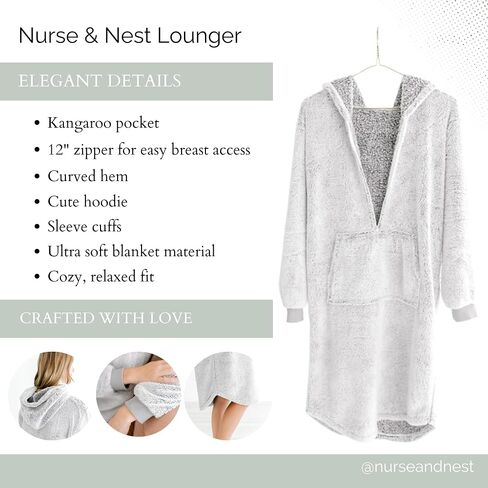 Nursing Robe for Breastfeeding - Postpartum Nursing Gown w/Breastfeeding Zip - Cozy Maternity Postpartum Loungewear for Moms in Saudi Arabia