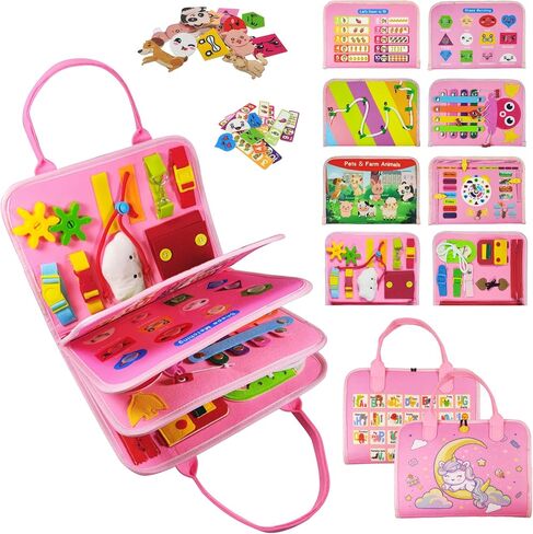 TenFans ​​Montessori Busy Board for Toddlers 3-5 Years - Sensory Toys for Fine Motor Skills - Felt Travel Activity Board with Zipper in Saudi Arabia