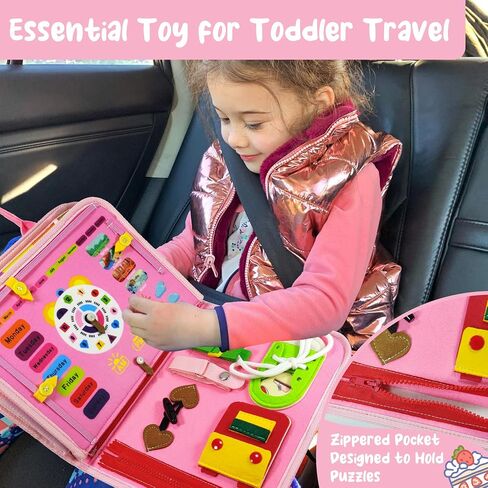 TenFans ​​Montessori Busy Board for Toddlers 3-5 Years - Sensory Toys for Fine Motor Skills - Felt Travel Activity Board with Zipper in Saudi Arabia