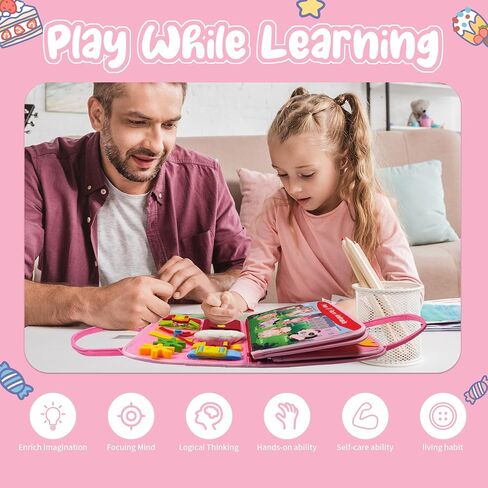 TenFans ​​Montessori Busy Board for Toddlers 3-5 Years - Sensory Toys for Fine Motor Skills - Felt Travel Activity Board with Zipper in Saudi Arabia