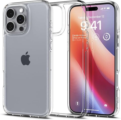 حافظة Spigen Ultra Hybrid مصممة لهاتف iPhone 16 Pro Max (2024) [مضادة للاصفرار]، [حماية من الدرجة العسكرية] - شفاف كريستالي in Saudi Arabia