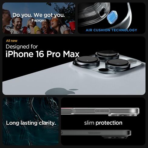 حافظة Spigen Ultra Hybrid مصممة لهاتف iPhone 16 Pro Max (2024) [مضادة للاصفرار]، [حماية من الدرجة العسكرية] - شفاف كريستالي in Saudi Arabia