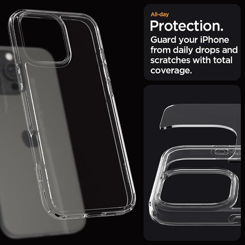 حافظة Spigen Ultra Hybrid مصممة لهاتف iPhone 16 Pro Max (2024) [مضادة للاصفرار]، [حماية من الدرجة العسكرية] - شفاف كريستالي in Saudi Arabia