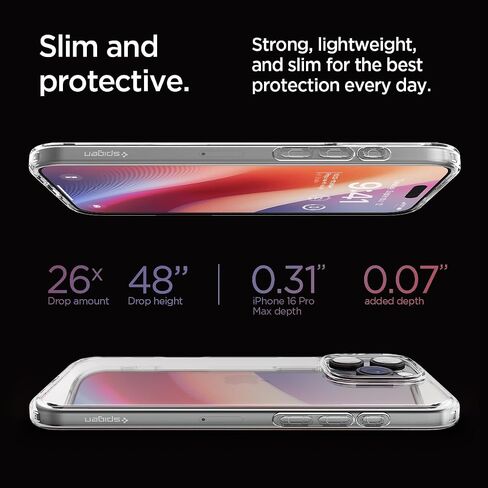 حافظة Spigen Ultra Hybrid مصممة لهاتف iPhone 16 Pro Max (2024) [مضادة للاصفرار]، [حماية من الدرجة العسكرية] - شفاف كريستالي in Saudi Arabia