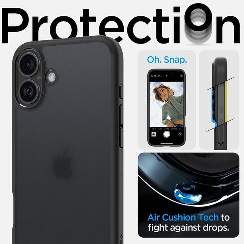 حافظة Spigen Ultra Hybrid مصممة لهاتف iPhone 16 Pro Max (2024) [مضادة للاصفرار]، [حماية من الدرجة العسكرية] - شفاف كريستالي in Saudi Arabia
