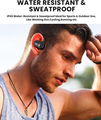 Open Ear Headphones,Bluetooth 5.3 Air Conduction Wireless Earbuds,Comfort & Secure Fit ,Powerful Bass,Clear Calls,30H Playback,Light Weight Open Headphones with Ear-Hook for Workout,Running,Black in Saudi Arabia