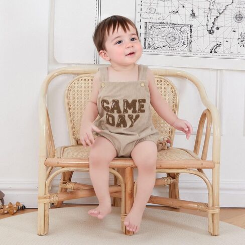 Infant Baby Boys Girls Overalls Sleeveless Football Game Day Embroidery Corduroy Romper Cute Newborn Outfit in Saudi Arabia