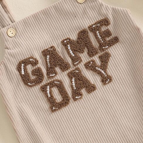 Infant Baby Boys Girls Overalls Sleeveless Football Game Day Embroidery Corduroy Romper Cute Newborn Outfit in Saudi Arabia