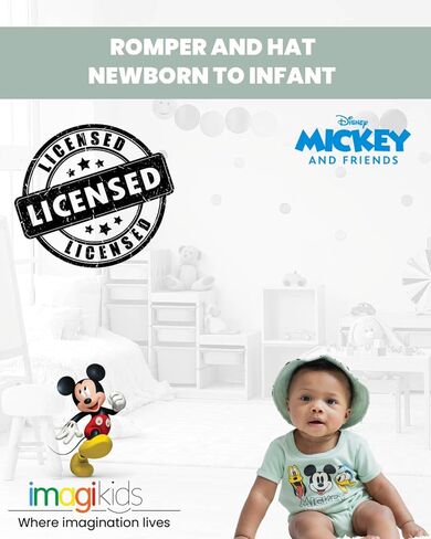 Disney Mickey Mouse Donald Duck Pluto Infant Baby Boys Romper and Hat Green 12 Months in Saudi Arabia
