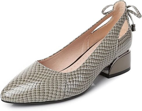 Women’s Genuine Leather Print Low Chunky Heel Dress Pumps Sexy Elegant Breathable Wear-Resistant Pointed Toe Shallow Mouth Slip-on Low Block Heel Pumps Shoes for Work Wedding Date in Saudi Arabia