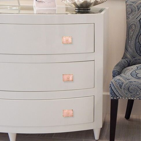 Set of 4 Rose Quartz Crystal Drawer Knobs Pink Square Decorative Drawer Pulls with Gold Plated Edge for Dresser Nursery Cupboard Cabinet in Saudi Arabia