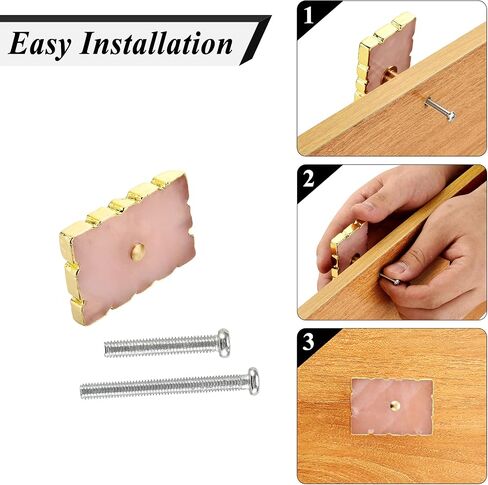 Set of 4 Rose Quartz Crystal Drawer Knobs Pink Square Decorative Drawer Pulls with Gold Plated Edge for Dresser Nursery Cupboard Cabinet in Saudi Arabia