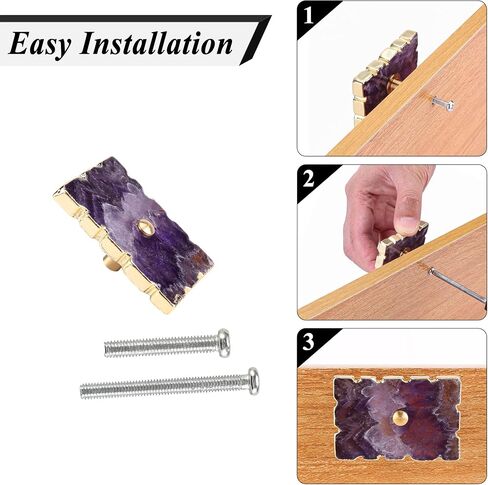 Set of 4 Rose Quartz Crystal Drawer Knobs Pink Square Decorative Drawer Pulls with Gold Plated Edge for Dresser Nursery Cupboard Cabinet in Saudi Arabia