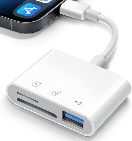 SD Card Reader for iPhone, Memory Card Reader with USB Camera Adapter Supports SD and TF Card,SD Card Adapter Trail Camera Viewer for iPhone iPad,Plug and Play in Saudi Arabia