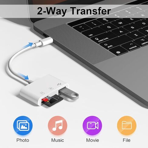 SD Card Reader for iPhone, Memory Card Reader with USB Camera Adapter Supports SD and TF Card,SD Card Adapter Trail Camera Viewer for iPhone iPad,Plug and Play in Saudi Arabia