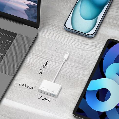 SD Card Reader for iPhone, Memory Card Reader with USB Camera Adapter Supports SD and TF Card,SD Card Adapter Trail Camera Viewer for iPhone iPad,Plug and Play in Saudi Arabia