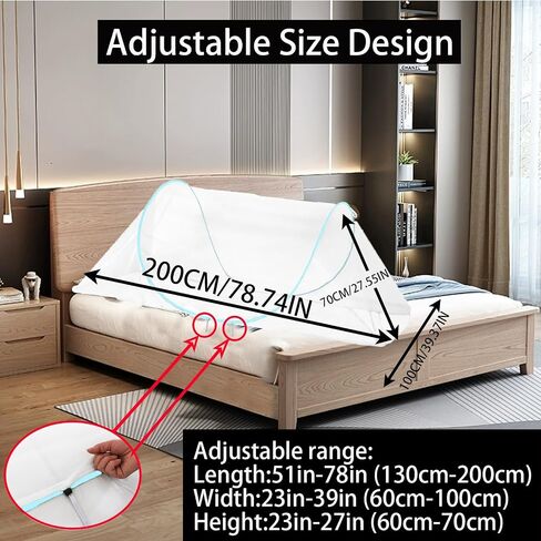 CMINGJ Pop Up Mosquito Tent,Portable Foldable Mosquito Net 78 * 31 * 22in | suitable for Bed Camping Travel Patio，Mosquito Net for Adults Baby,Lightweight, Breathable, Durable (Black Fixed Size) in Saudi Arabia