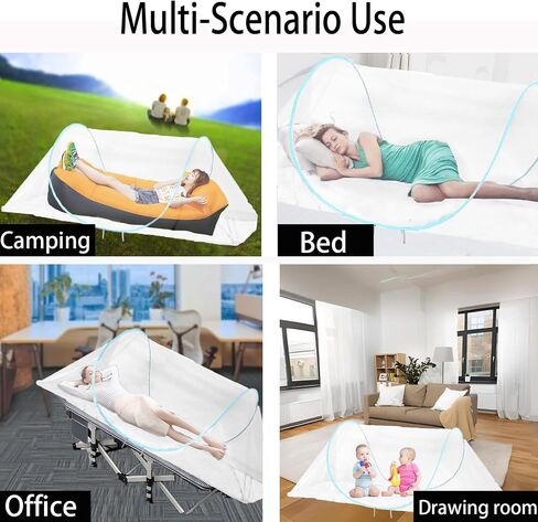 CMINGJ Pop Up Mosquito Tent,Portable Foldable Mosquito Net 78 * 31 * 22in | suitable for Bed Camping Travel Patio，Mosquito Net for Adults Baby,Lightweight, Breathable, Durable (Black Fixed Size) in Saudi Arabia