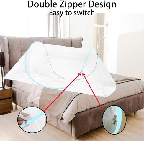 CMINGJ Pop Up Mosquito Tent,Portable Foldable Mosquito Net 78 * 31 * 22in | suitable for Bed Camping Travel Patio，Mosquito Net for Adults Baby,Lightweight, Breathable, Durable (Black Fixed Size) in Saudi Arabia