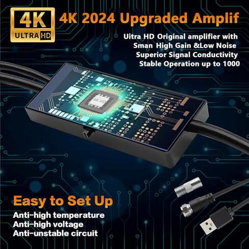 2024 Upgraded TV Antenna - 1K Mile Range Indoor/Outdoor Digital Antenna for Smart/Old TVs, Receive Local Channels in 4K & 1080P HDTV, Features Amplifier Signal Booster & Thick Coaxial Cable - in Saudi Arabia