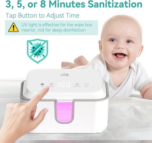 Baby Wipe Warmer, Wipes Warmer, Diaper Wipe Warmer with UV Sanitizer, 3 Temperature Settings & Night Light, Large Capacity, Even Heating, Wet Wipes Dispenser for Babies (White) in Saudi Arabia