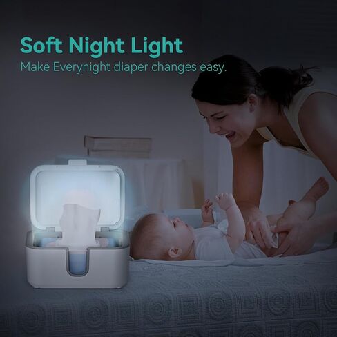 Baby Wipe Warmer, Wipes Warmer, Diaper Wipe Warmer with UV Sanitizer, 3 Temperature Settings & Night Light, Large Capacity, Even Heating, Wet Wipes Dispenser for Babies (White) in Saudi Arabia
