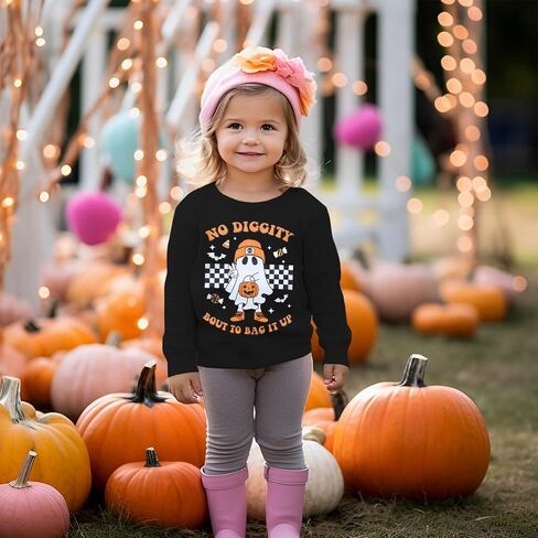 KEKEMI Halloween Crewneck Sweatshirt Toddler Boy Girl Pumpkin Ghost Graphic Shirt Baby Funny Letter Print Spooky Season Tops in Saudi Arabia