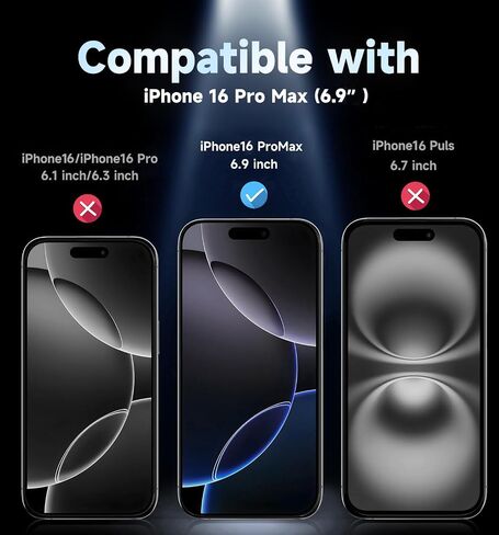 واقي شاشة من الزجاج المقوى MAGIC JOHN مكون من قطعتين لهاتف iPhone 16 Pro Max مقاس 6.9 بوصة، القضاء التلقائي على الغبار، خالي من الفقاعات، سهل التركيب، شفاف عالي الدقة in Kuwait