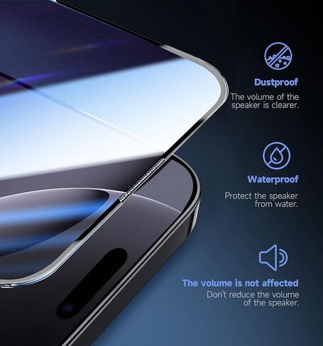 واقي شاشة من الزجاج المقوى MAGIC JOHN مكون من قطعتين لهاتف iPhone 16 Pro Max مقاس 6.9 بوصة، القضاء التلقائي على الغبار، خالي من الفقاعات، سهل التركيب، شفاف عالي الدقة in Kuwait