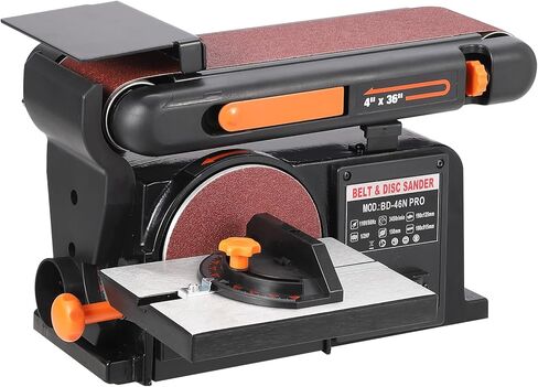 Powerful Benchtop Sander for Woodworking, 4" x 36" Belt Sander with 6 In Sanding Disc, 4.3 AMP Adjustable Sanding Belts Machine with Iron Base in Saudi Arabia